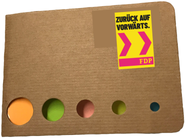 Haftnotizblock aus Recyclingpappe - mit Kampagnenmotiv