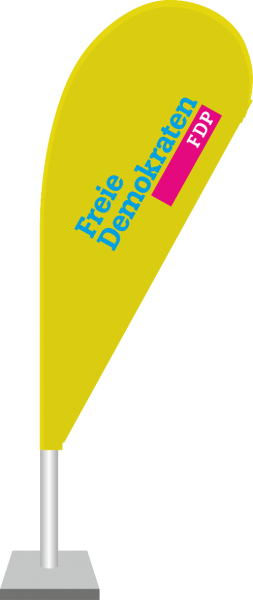 FDP-Flag Tropfenform ca. 255cm hoch, mit individuellem Druck