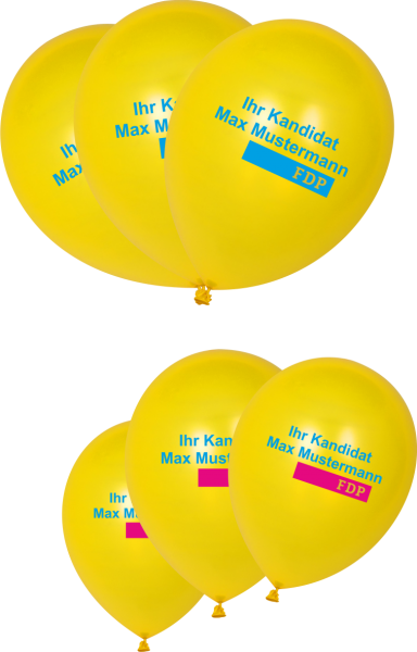 Luftballone gelb, mit individuellem Druck